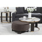 Nesting Coffee Table Set of 2, Faux Marble Top Round Coffee Table with Ottoman