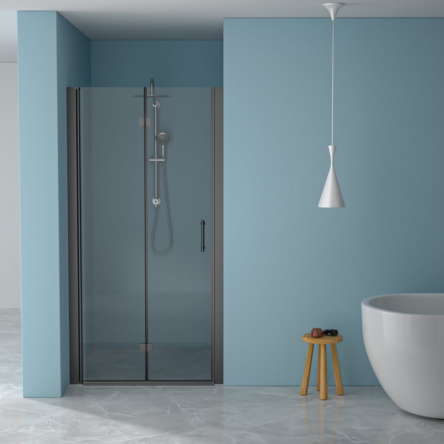 30"W x 72"H Fold Frameless Shower Door with Tempered Glass