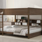Queen over Queen Bunk Bed with Storage Cabinets and USB Ports