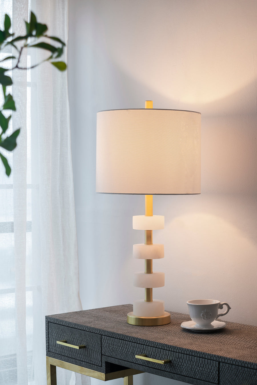 13x13x26" Marble Table Lamp