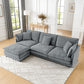 L-Shaped Sectional Sofa With Ottoman, Convertible 4 Seater Couch - view 11