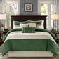 7 Pc Faux Suede Comforter Set Green Queen