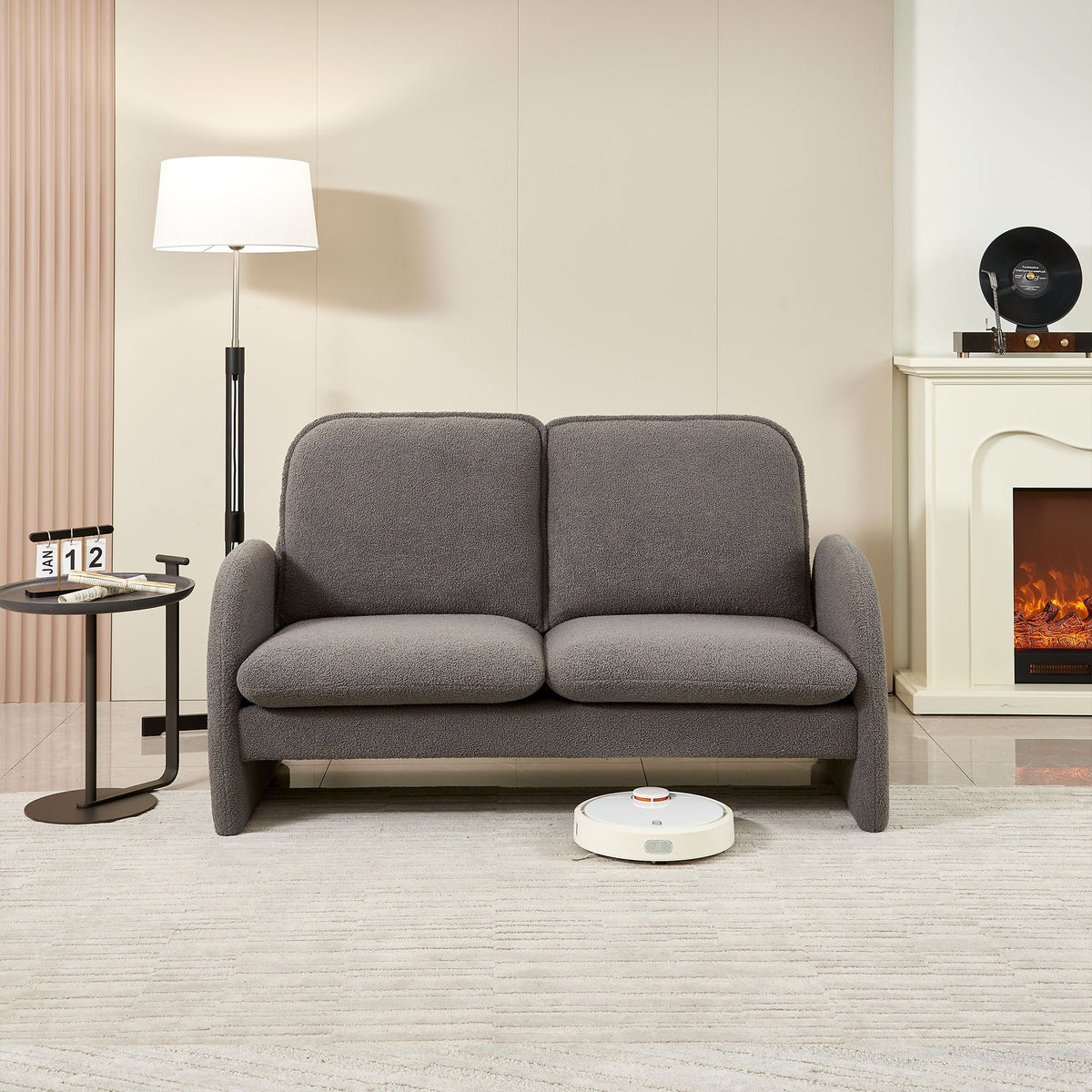 Loveseat Sofa Small Couch For Living Room, Sherpa Fabric Upholstered Loveseat Sofa Couch, Small Loveseat Sofa - view 14