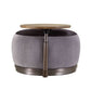 Decapree - Ottoman - Antique Slate Top Grain Leather & Gray Velvet