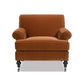 Alana 38" Lawson Accent Arm Chair with Metal Casters, Burnt