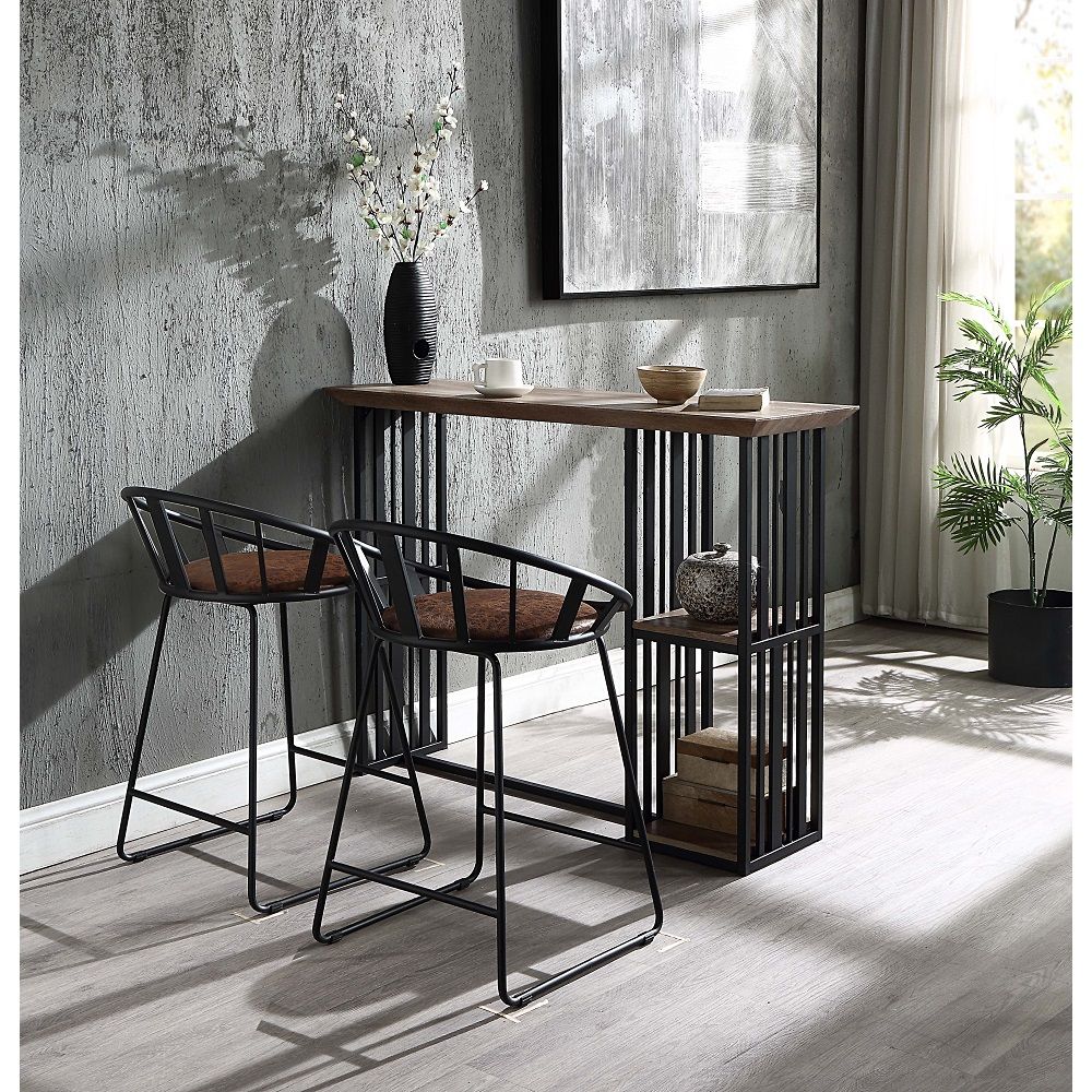 Zudora - Counter Height Table - Oak & Sandy Black