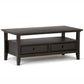 Amherst 44 Inch Wide Solid Wood Coffee Table in Hickory