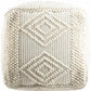 Aveley Beige Cotton Knitted Pouf