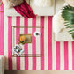 Friendsville Solid & Striped Ivory Pouf