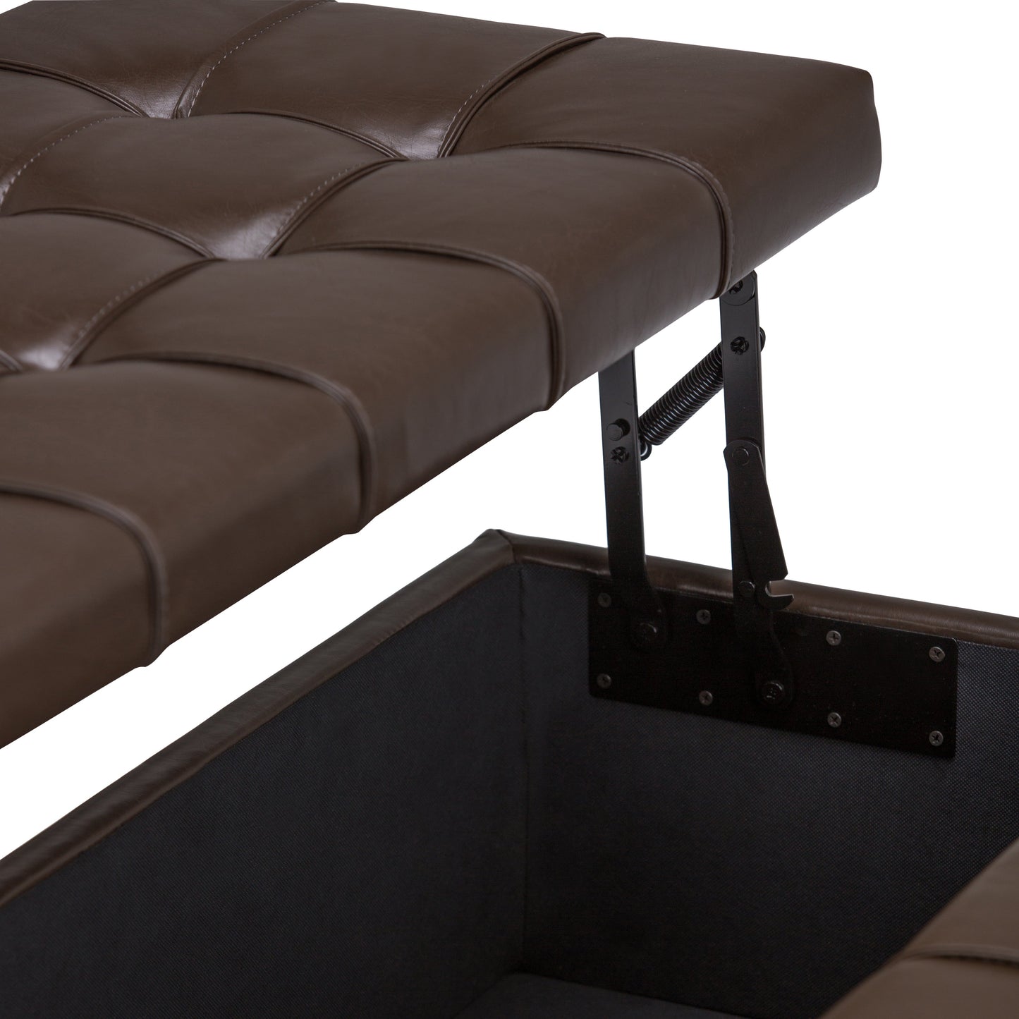 Harrison 36 Inch Wide Coffee Table Storage Ottoman in Chocolate