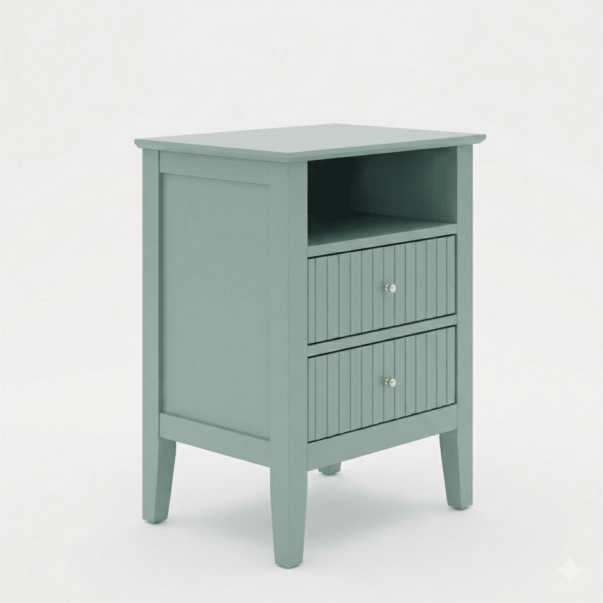 18" Green Fluted Nightstand