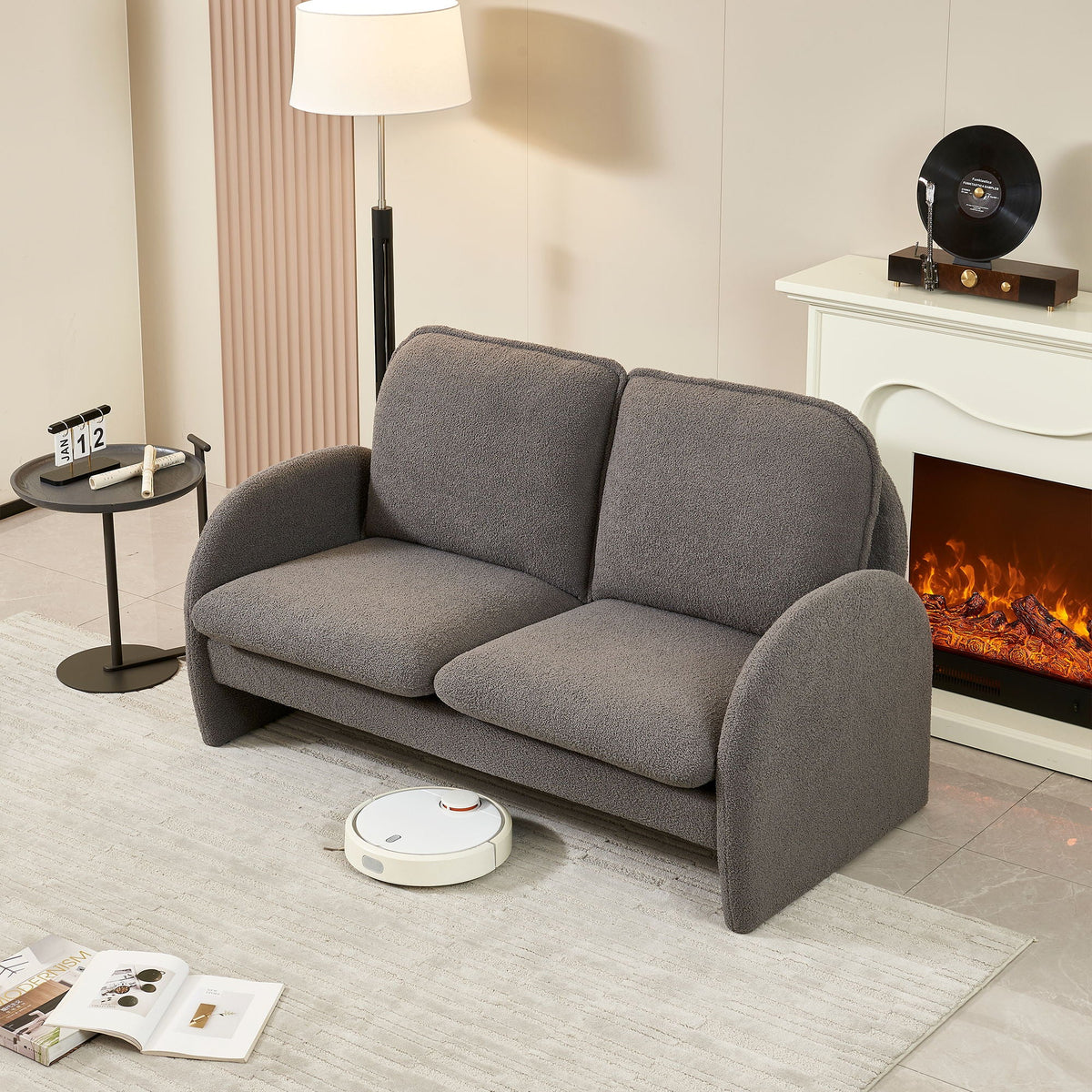 Loveseat Sofa Small Couch For Living Room, Sherpa Fabric Upholstered Loveseat Sofa Couch, Small Loveseat Sofa - view 15