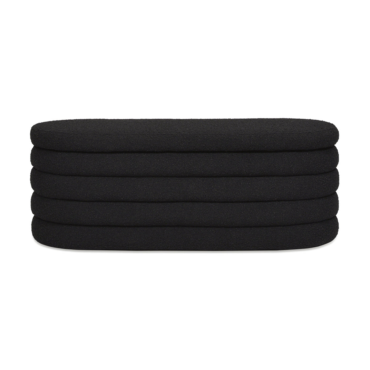 Fuji 49" Upholstered Oval Storage Bench, Ebony