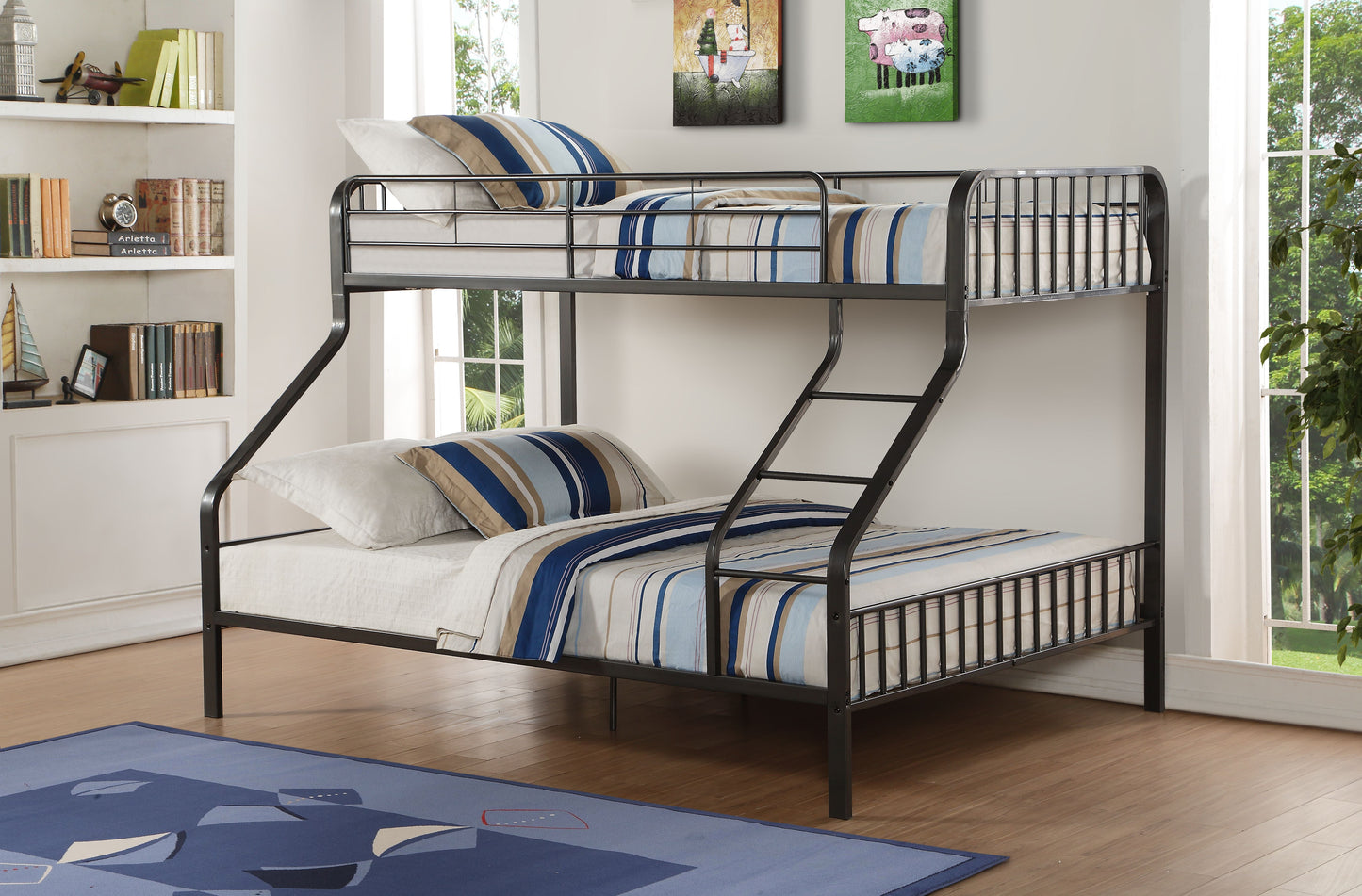 Caius Gunmetal Finish Twin XL/Queen Bunk Bed