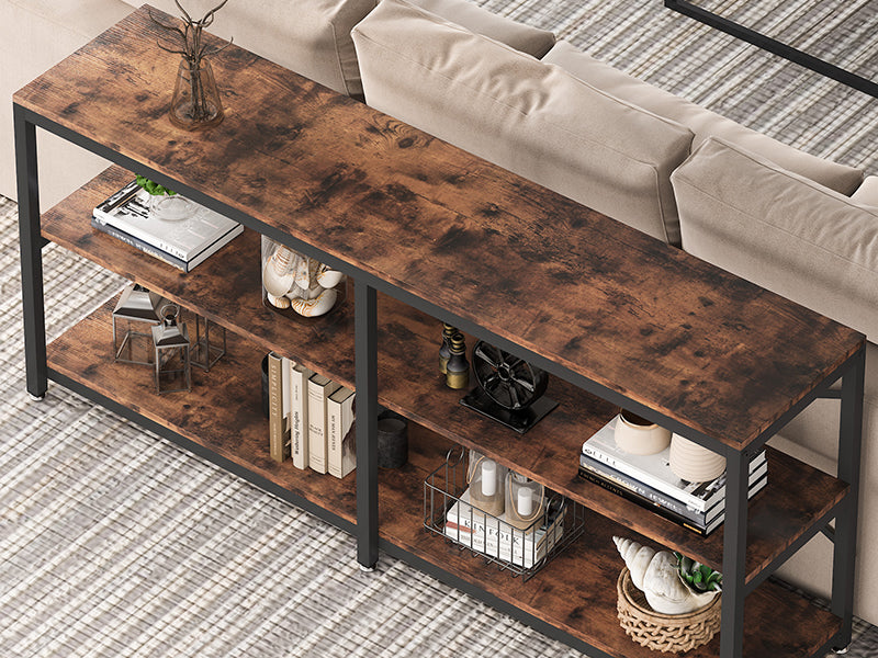 70.9" Extra Long Console Table with Storage Shelves