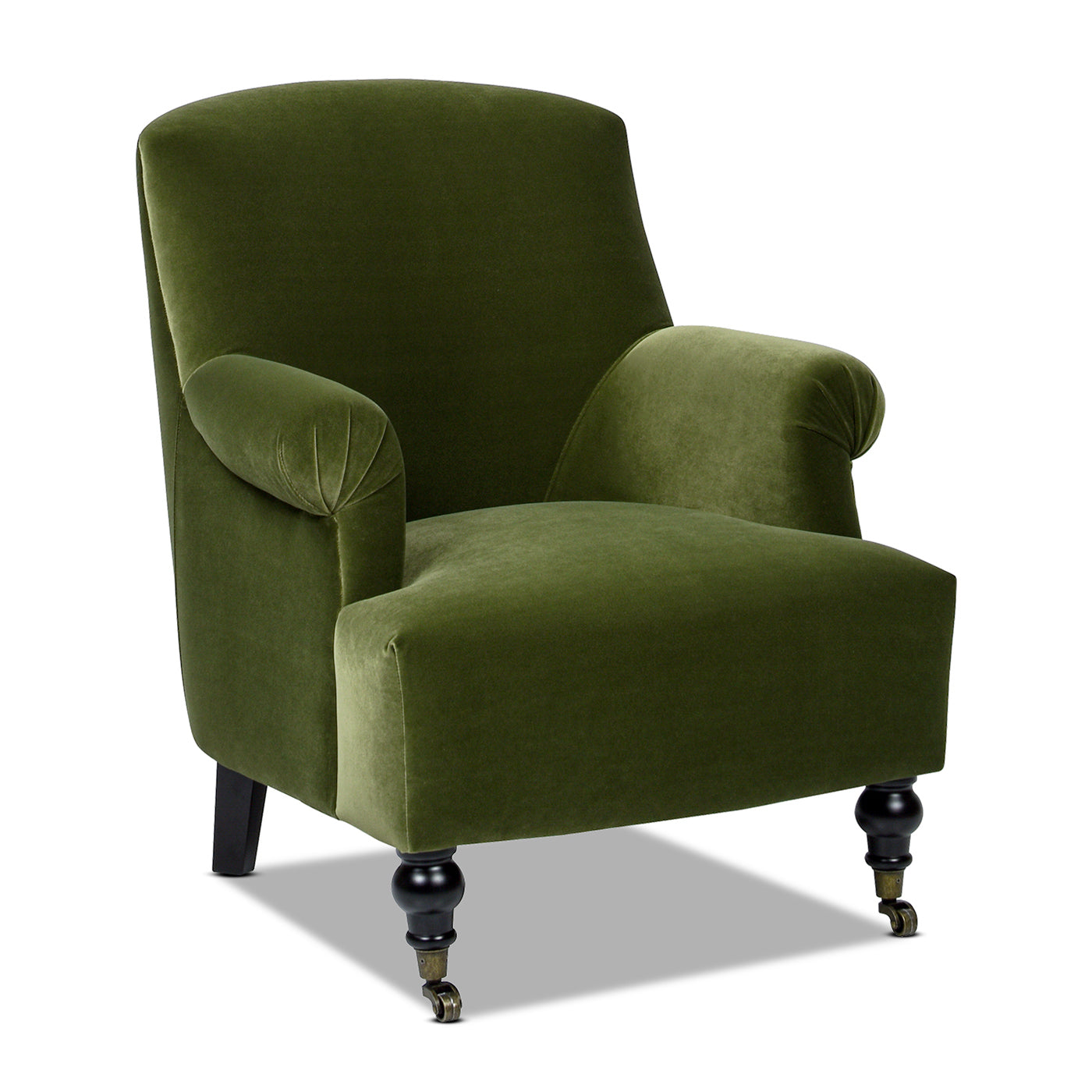 Eloise 30" Pleated Sock Arm Accent Armchair, Olive