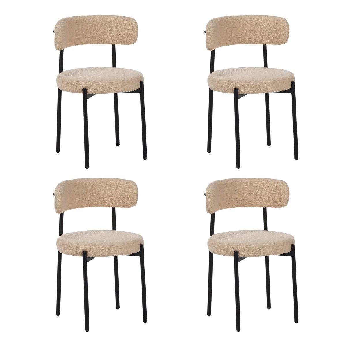 Medieval Modern Dining Chair Set, 4 Pieces, Round Seat Cushions