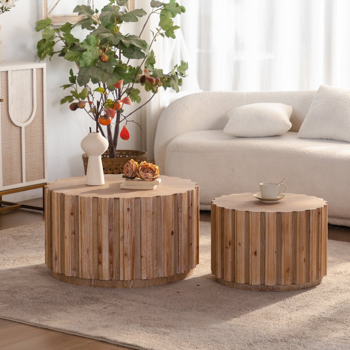 19.7" + 27.5" Round Nesting Coffee Table Set of 2