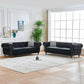 Chesterfield Upholstery Fabric Sofa With Roll Armrest & Nailhead, Mid Century Modern 3 And 3 Seater Couch - view 8