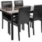 Furniture 5 Piece Metal Dinette Set with Faux Marble Top - Black
