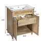 30-Inch Bathroom Vanity: Handwoven Rattan Doors, Solid Wood Legs & Resin Basin