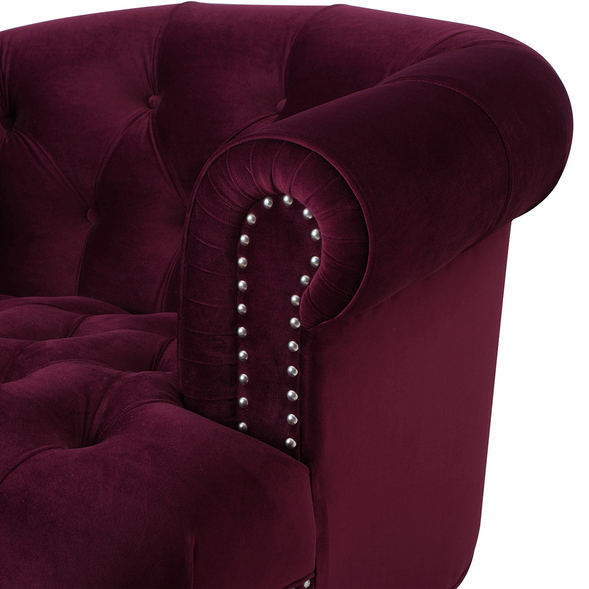 La Rosa Victorian Tufted Upholstered Accent Chair, Burgundy Velvet