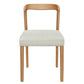 Solid Rubber Wood Dining Chairs (Natural Oak+Beige) - Set of 2