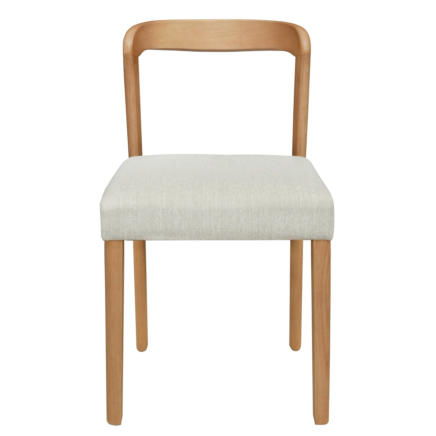 Solid Rubber Wood Dining Chairs (Natural Oak+Beige) - Set of 2