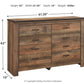 Trinell - Six Drawer Dresser - 61.34" x 15.98" x 42.99" - Brown Dark