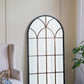 34x65.5' Arched Full-Length Mirror with Black and Gold Windowpane Design