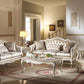 Chantelle - Sofa With 3 Pillows - Rose Gold Synthetic Leather /Fabric & Pearl White