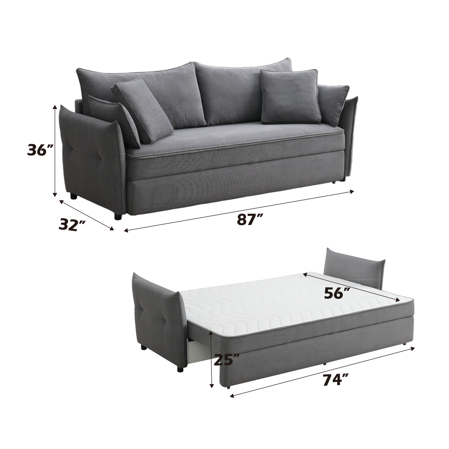 Irina Pull-Out Fabric Sleep With Storage