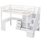 Loft Bed With L Shaped Desk, Drawers, Cabinet, And Storage Staircase - view 13