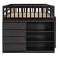 Full Over Full Bunk Bed with 4 Drawers and 3 Shelves - Espresso