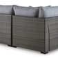 Petal Road - Loveseat Sectional, Ottoman, Table Set (Set of 4) - Gray