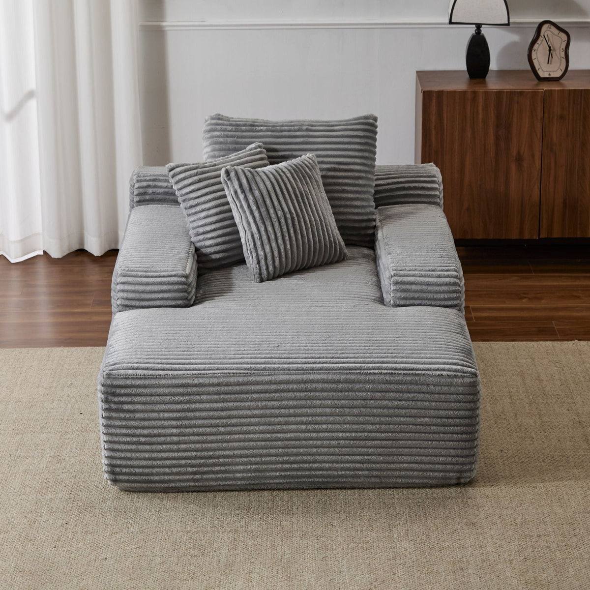 Oversized Chaise Lounge Chair Cozy Cloud Couch With 3 Throw Pillows And Wide Armrest - view 28