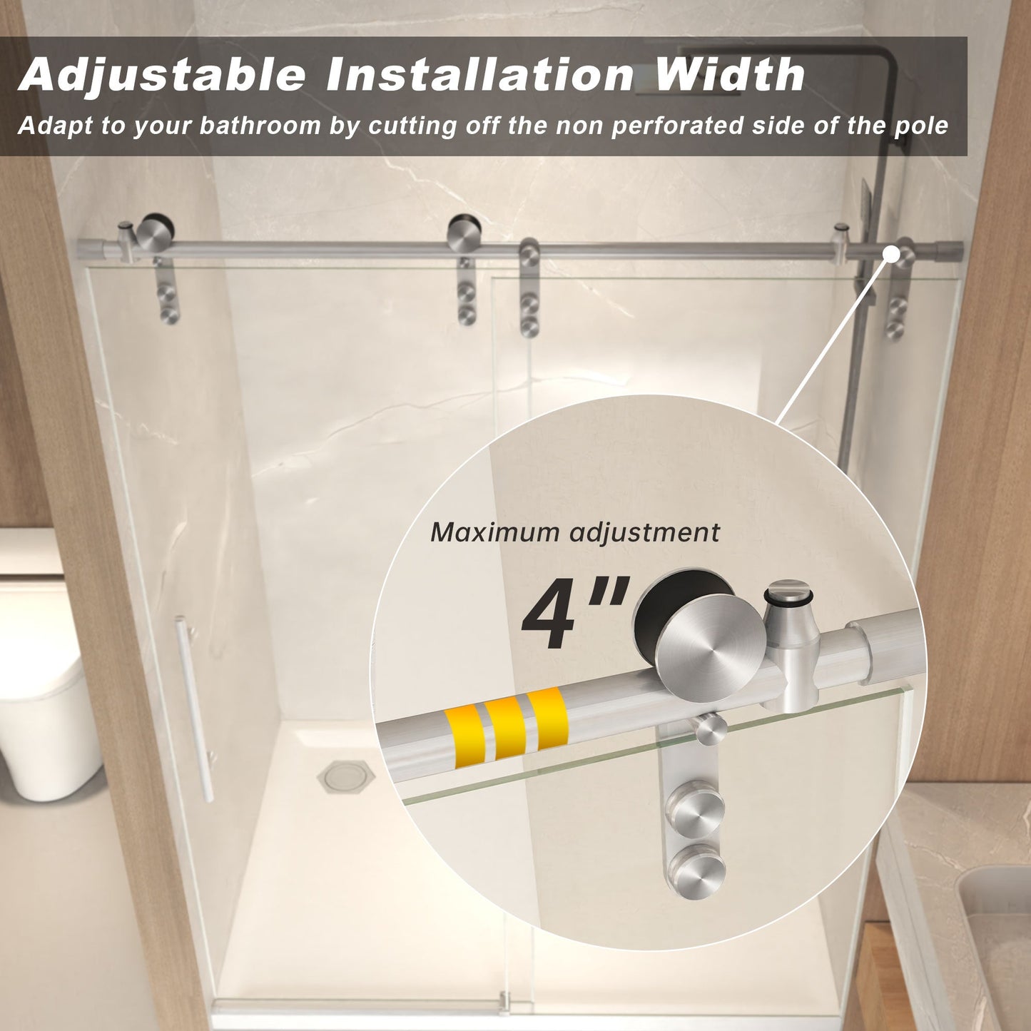 Frameless Sliding Shower Door - 56-60" x 76" H