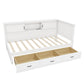 L-Shaped Bed Frame with Drawer and Bookcase