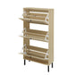 Modern Rattan 3 Door Shoe Rack Cabinet for Entryway