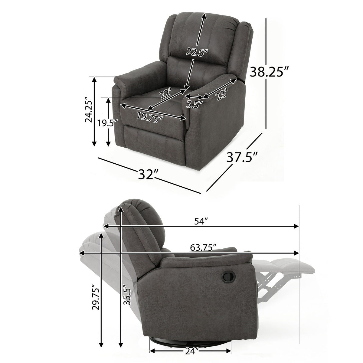 Contemporary Glider Recliner With Swivel Function - view 5