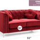 Chic Sloped Arm Loveseat in Burgundy