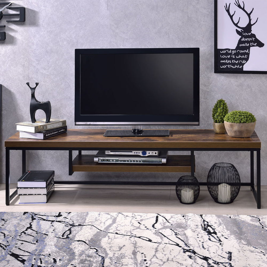 Bob - 16" TV Stand - Weathered Oak & Black Metal