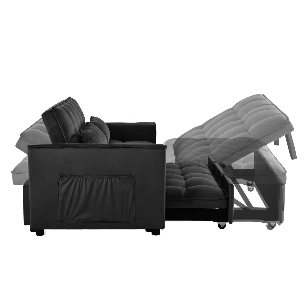 3 In 1 Pull Out Couch Convertible Sofa Bed With Reclining Backrest - view 22
