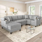 U Shaped Sectional Sofa, Corner Living Room Couch With Built In Cup Holders, Storage, USB Ports - view 18