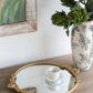 19x16 Round Mirror Tray with Gold Frame