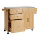 Indoor Bamboo Rolling Kitchen Island with Stainless Steel Top