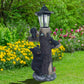 Black Bear Statue Welcome Sign with Solar Light