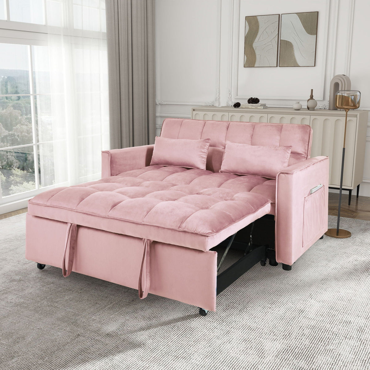 3 In 1 Pull Out Couch Convertible Sofa Bed With Reclining Backrest - view 24