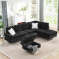 L-Shaped Chenille Sectional Sofa with Chaise and Storage Ottoman