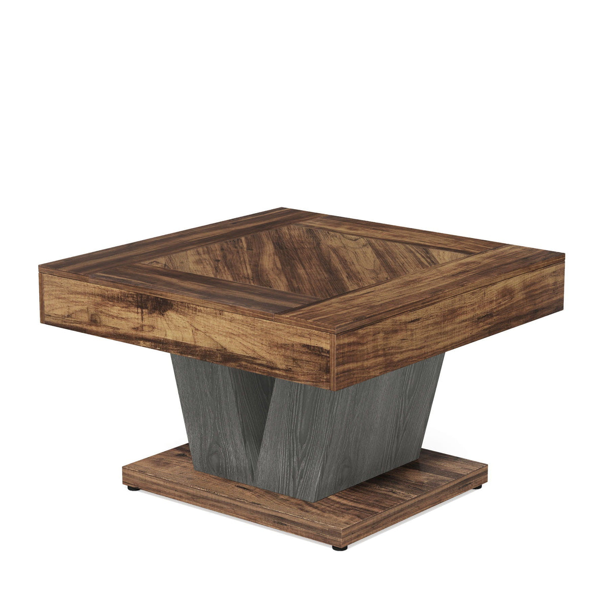Square Coffee Table with Crisscross Base - Brown / Black